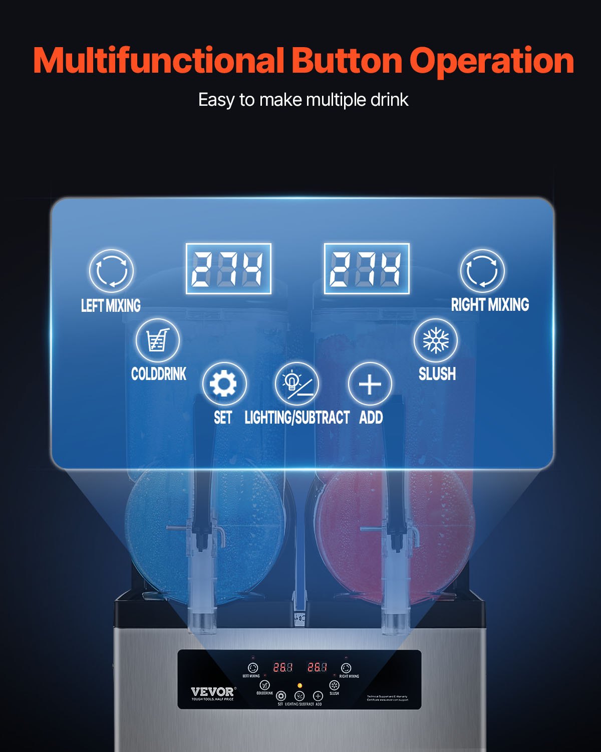 12Lx2 Tank Commercial Slushy Machine Margarita Smoothie Frozen Drink Maker V952-SYXRJX212LSGYZO0PV3