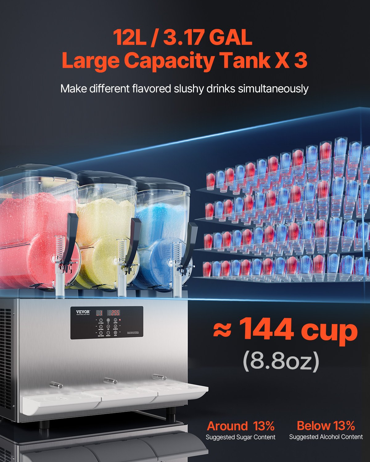 12Lx3 Tank Commercial Slushy Machine Margarita Smoothie Frozen Drink Maker V952-SYXRJX312LSGM5J7ZV3