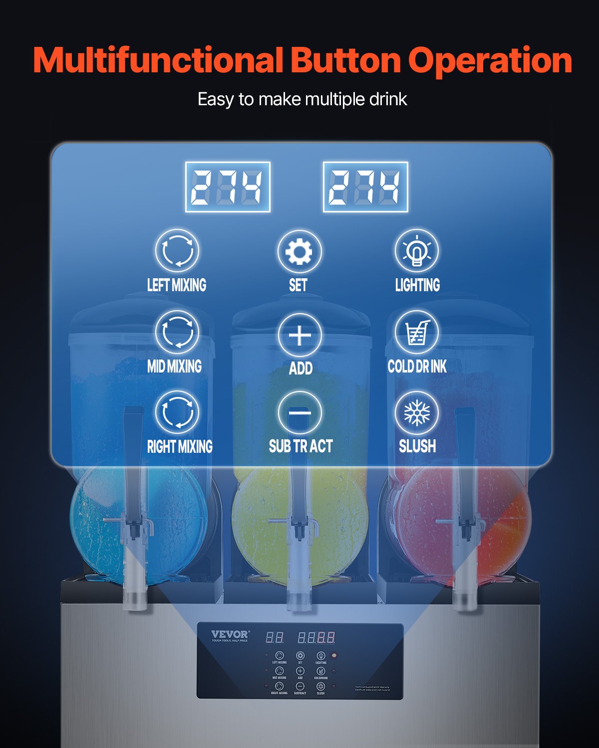 12Lx3 Tank Commercial Slushy Machine Margarita Smoothie Frozen Drink Maker V952-SYXRJX312LSGM5J7ZV3