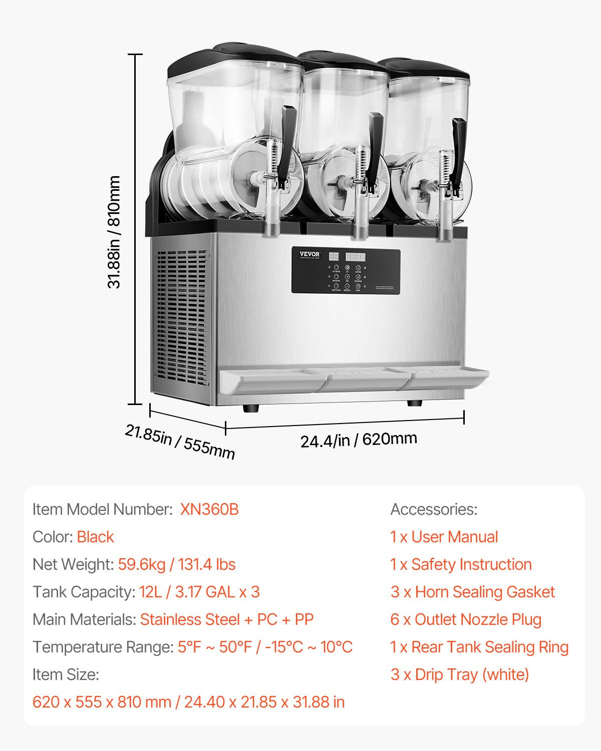 12Lx3 Tank Commercial Slushy Machine Margarita Smoothie Frozen Drink Maker V952-SYXRJX312LSGM5J7ZV3