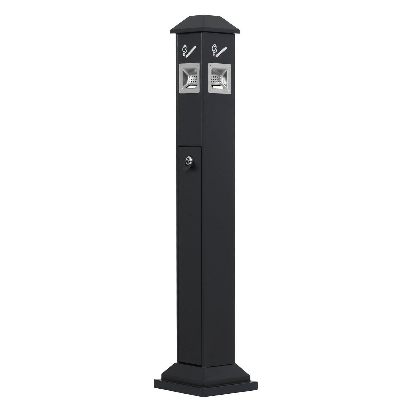 Cigarette Butt Receptacle, Weatherproof Cigarette Butt Container with 4 Disposal Openings & Top Cover, V952-SYYHTLSKZFTTQ80S0V0