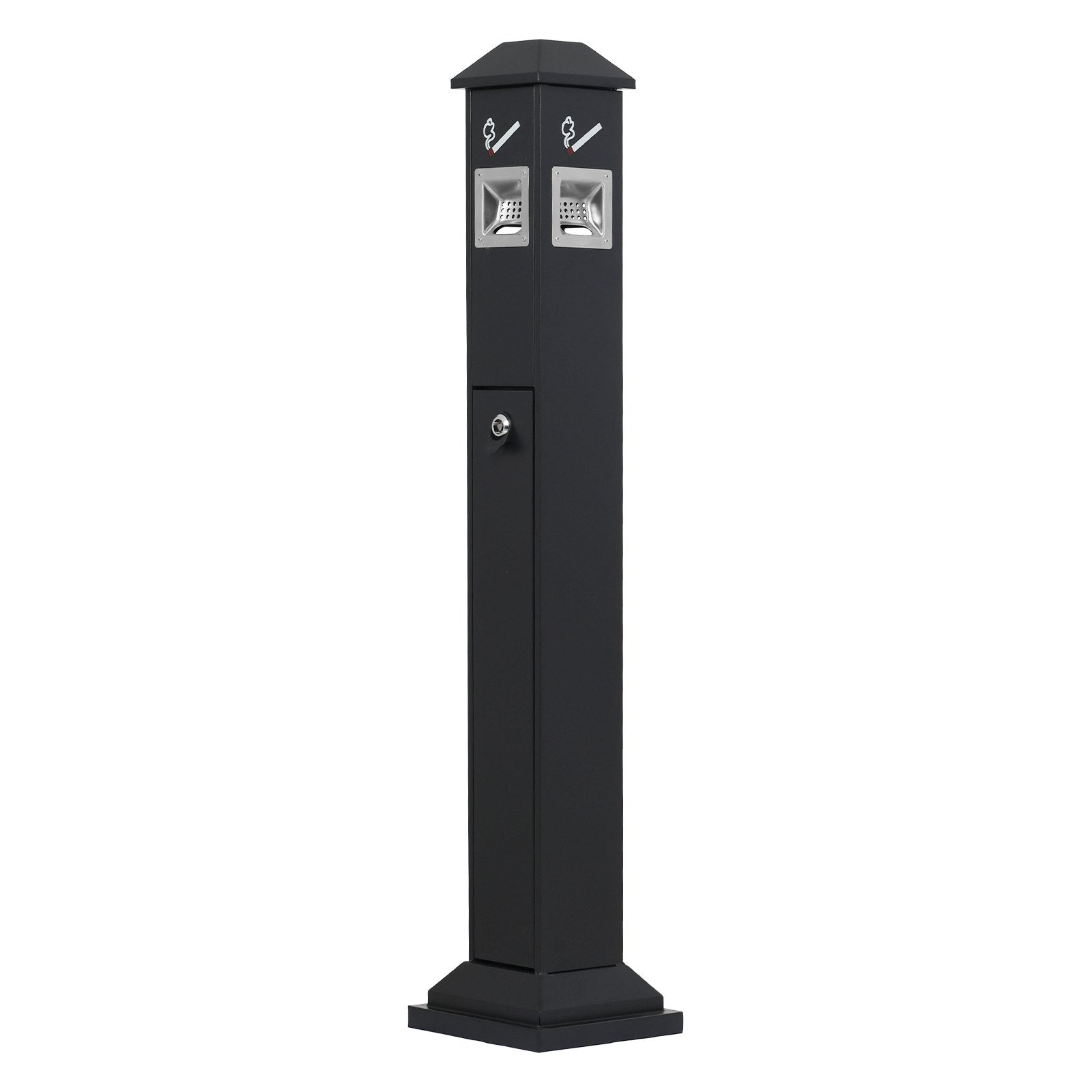Cigarette Butt Receptacle, Weatherproof Cigarette Butt Container with 4 Disposal Openings & Top Cover, V952-SYYHTLSKZFTTQ80S0V0