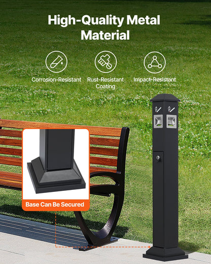 Cigarette Butt Receptacle, Weatherproof Cigarette Butt Container with 4 Disposal Openings & Top Cover, V952-SYYHTLSKZFTTQ80S0V0