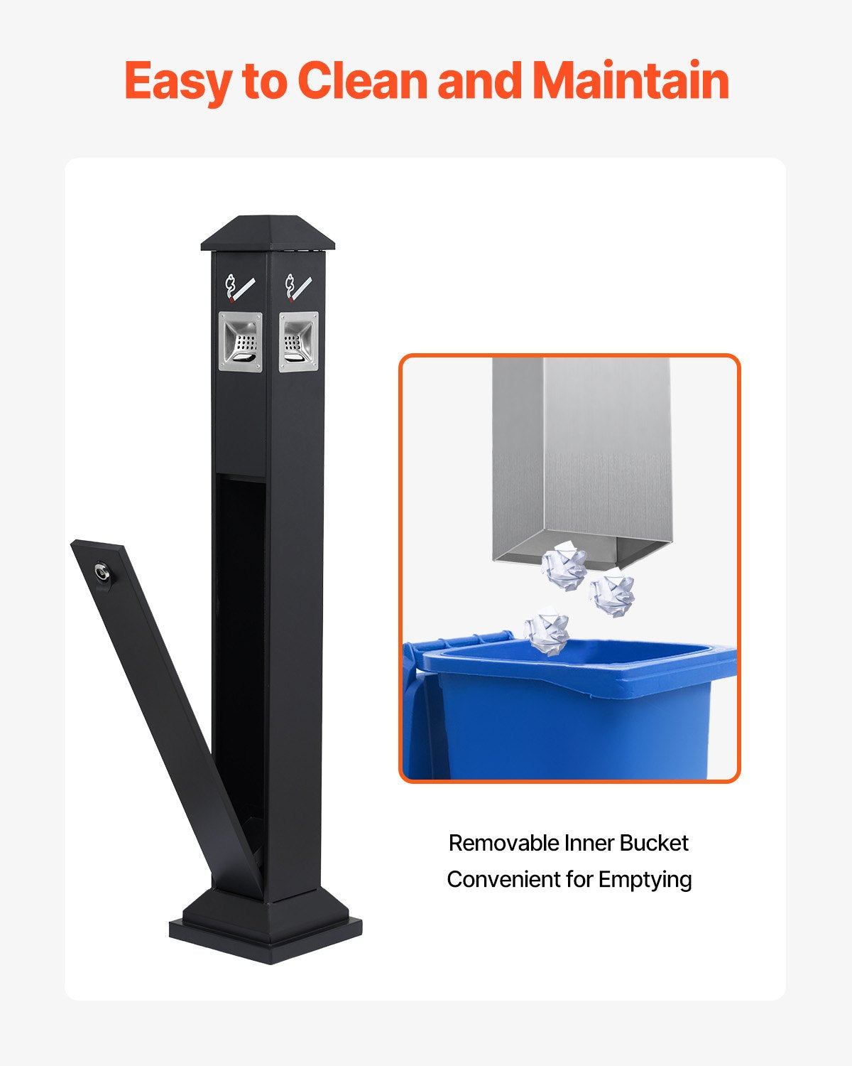Cigarette Butt Receptacle, Weatherproof Cigarette Butt Container with 4 Disposal Openings & Top Cover, V952-SYYHTLSKZFTTQ80S0V0