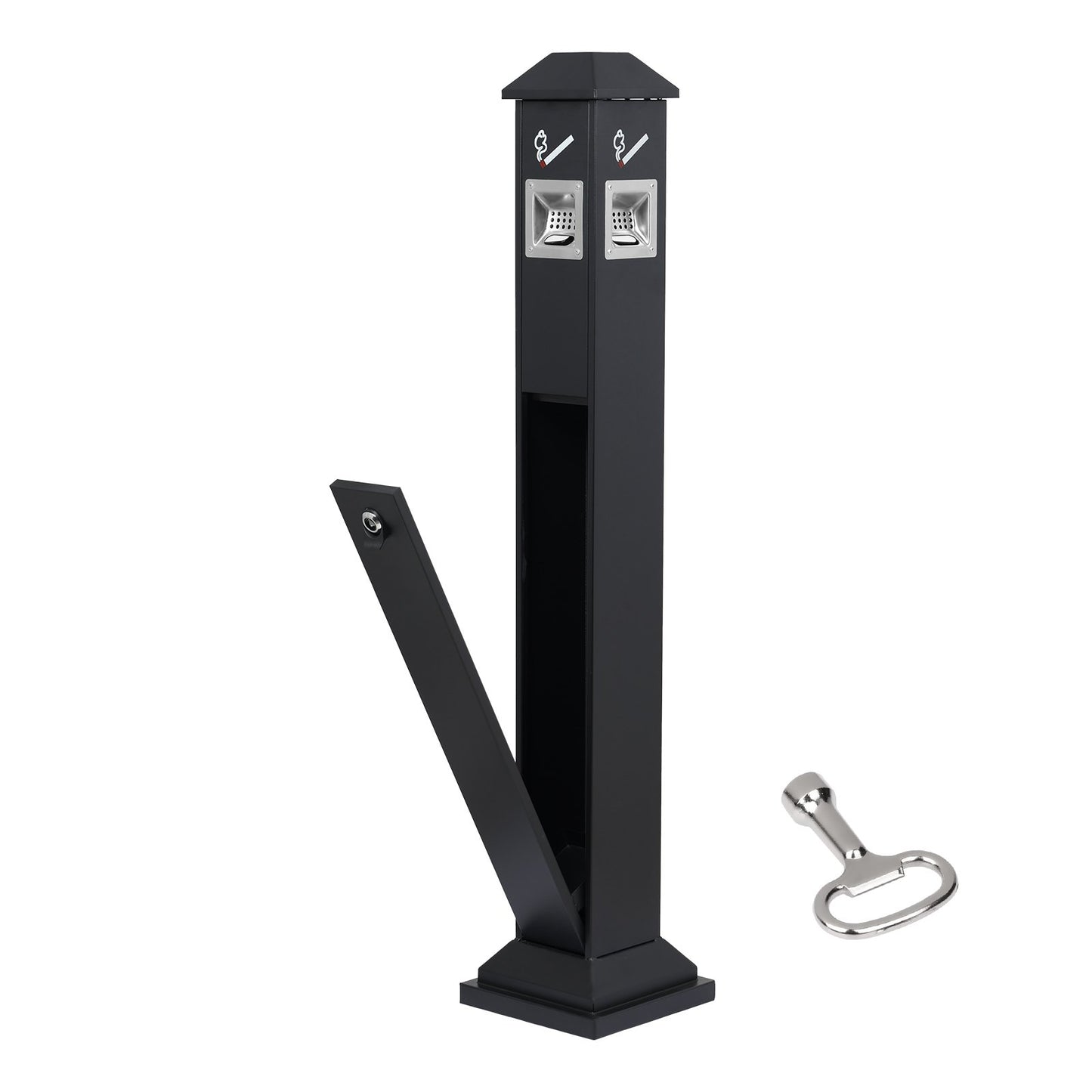 Cigarette Butt Receptacle, Weatherproof Cigarette Butt Container with 4 Disposal Openings & Top Cover, V952-SYYHTLSKZFTTQ80S0V0