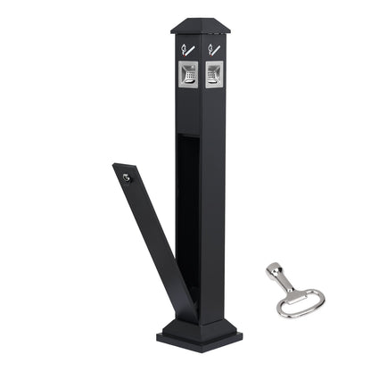 Cigarette Butt Receptacle, Weatherproof Cigarette Butt Container with 4 Disposal Openings & Top Cover, V952-SYYHTLSKZFTTQ80S0V0