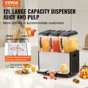 Commercial Beverage Dispenser, 3 Tanks 12 L Per Tank Juice Dispenser, 370W Stainless Steel Ice Tea Drink V952-SYYLJJBSJXS1AAIQKV3