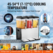 Commercial Beverage Dispenser, 3 Tanks 12 L Per Tank Juice Dispenser, 370W Stainless Steel Ice Tea Drink V952-SYYLJJBSJXS1AAIQKV3