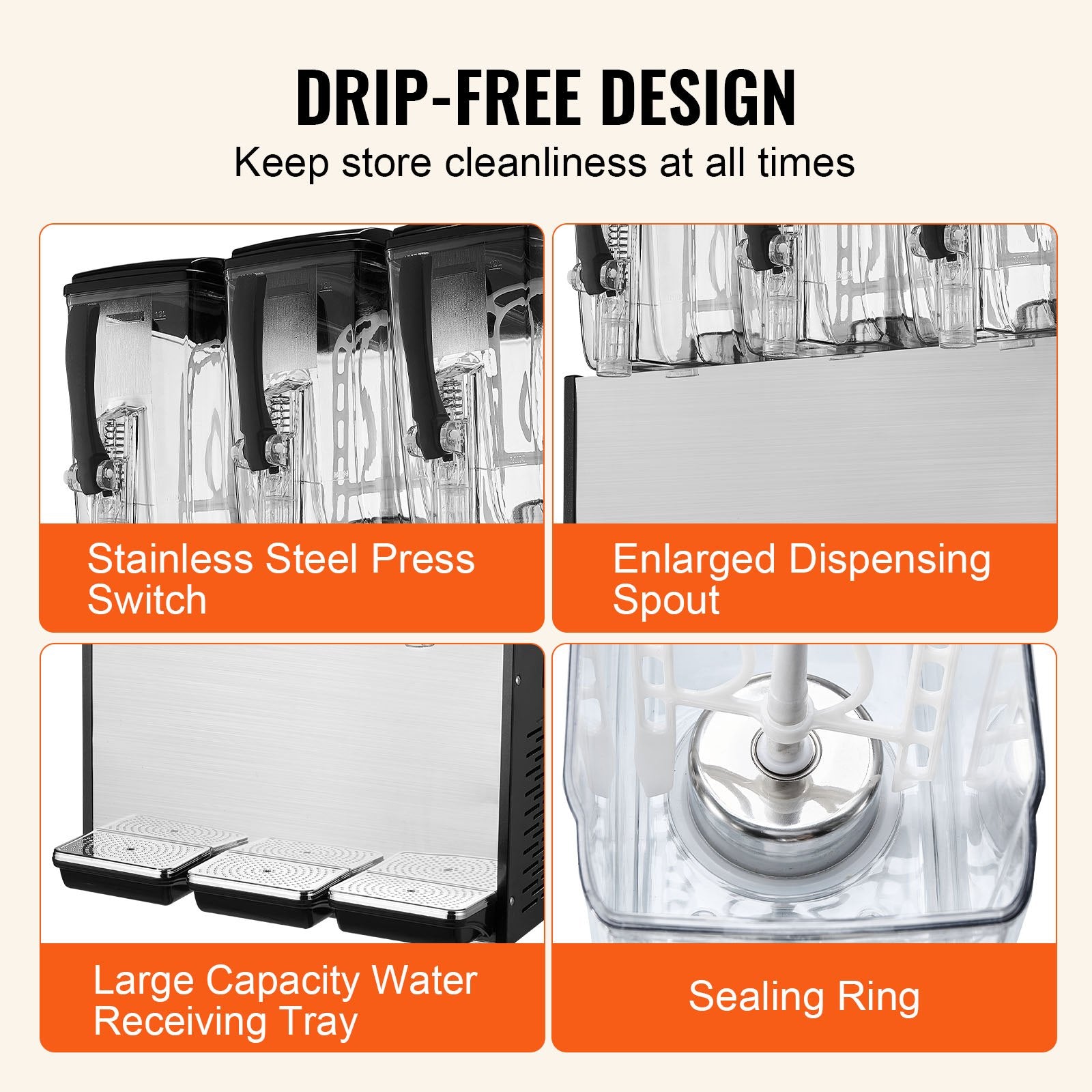 Commercial Beverage Dispenser, 3 Tanks 12 L Per Tank Juice Dispenser, 370W Stainless Steel Ice Tea Drink V952-SYYLJJBSJXS1AAIQKV3