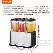Commercial Beverage Dispenser, 3 Tanks 12 L Per Tank Juice Dispenser, 370W Stainless Steel Ice Tea Drink V952-SYYLJJBSJXS1AAIQKV3