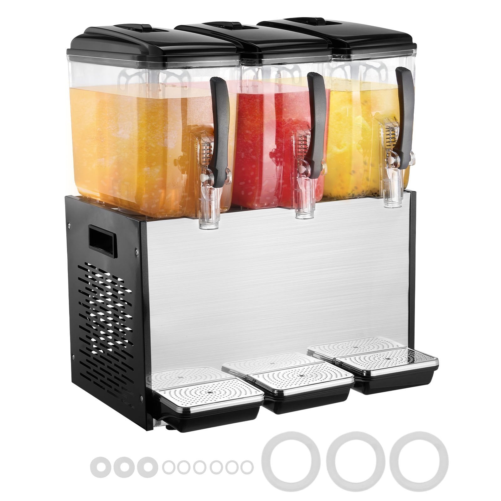 Commercial Beverage Dispenser, 3 Tanks 12 L Per Tank Juice Dispenser, 370W Stainless Steel Ice Tea Drink V952-SYYLJJBSJXS1AAIQKV3