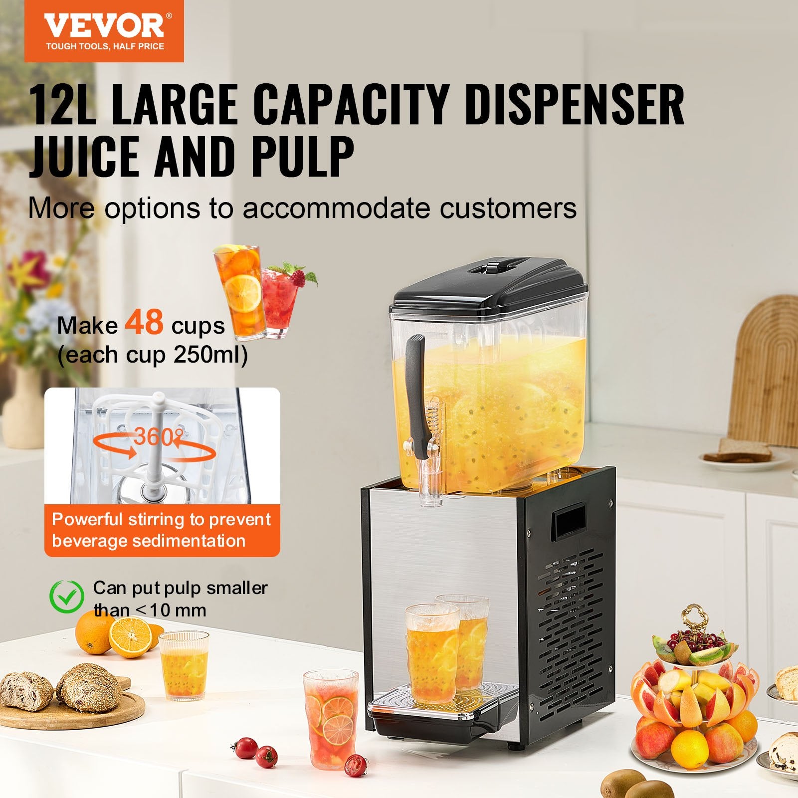 Commercial Beverage Dispenser 12L Cold Juice Ice Drink Dispenser for Party V952-SYYLJJBSJXS1AOADUV3