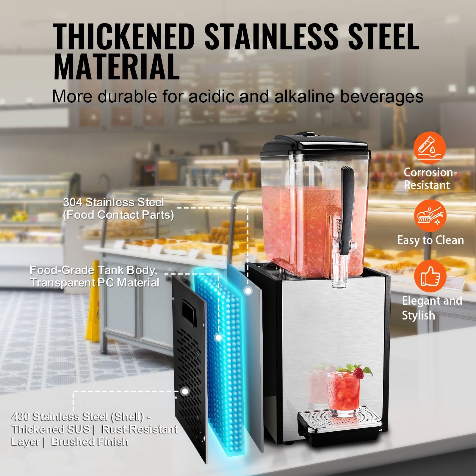 Commercial Beverage Dispenser 12L Cold Juice Ice Drink Dispenser for Party V952-SYYLJJBSJXS1AOADUV3