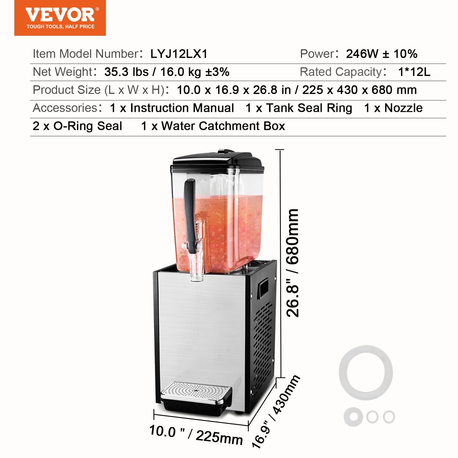 Commercial Beverage Dispenser 12L Cold Juice Ice Drink Dispenser for Party V952-SYYLJJBSJXS1AOADUV3