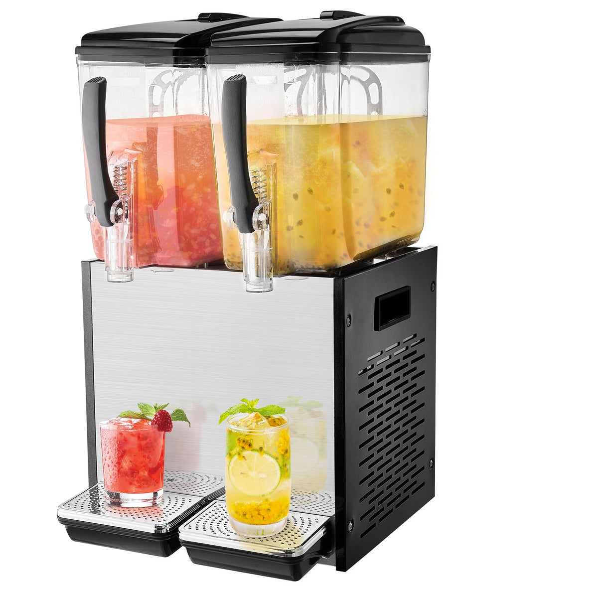 Commercial Beverage Dispenser, 2 Tanks 12 L Per Tank Juice Dispenser, 286W Stainless Steel Ice Tea Drink V952-SYYLJJBSJXS1NR5MHV3