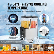 Commercial Beverage Dispenser, 2 Tanks 12 L Per Tank Juice Dispenser, 286W Stainless Steel Ice Tea Drink V952-SYYLJJBSJXS1NR5MHV3