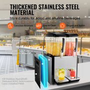 Commercial Beverage Dispenser, 2 Tanks 12 L Per Tank Juice Dispenser, 286W Stainless Steel Ice Tea Drink V952-SYYLJJBSJXS1NR5MHV3