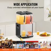 Commercial Beverage Dispenser, 2 Tanks 12 L Per Tank Juice Dispenser, 286W Stainless Steel Ice Tea Drink V952-SYYLJJBSJXS1NR5MHV3