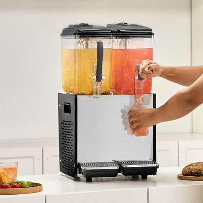 Commercial Beverage Dispenser, 2 Tanks 12 L Per Tank Juice Dispenser, 286W Stainless Steel Ice Tea Drink V952-SYYLJJBSJXS1NR5MHV3