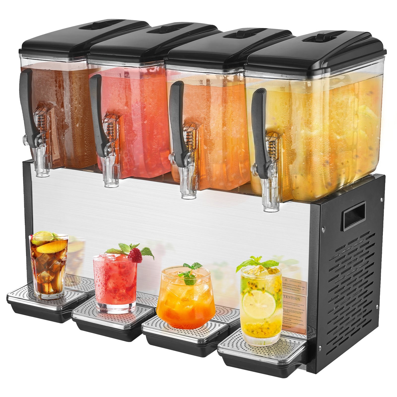 Commercial Beverage Dispenser, 4 Tanks 12 L Per Tank Juice Dispenser, 510W Stainless Steel Ice Tea Drink V952-SYYLJJBSJXS1YI25UV3