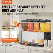 Commercial Beverage Dispenser, 4 Tanks 12 L Per Tank Juice Dispenser, 510W Stainless Steel Ice Tea Drink V952-SYYLJJBSJXS1YI25UV3