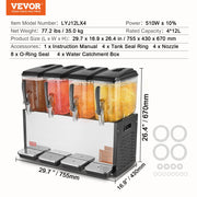 Commercial Beverage Dispenser, 4 Tanks 12 L Per Tank Juice Dispenser, 510W Stainless Steel Ice Tea Drink V952-SYYLJJBSJXS1YI25UV3