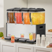 Commercial Beverage Dispenser, 4 Tanks 12 L Per Tank Juice Dispenser, 510W Stainless Steel Ice Tea Drink V952-SYYLJJBSJXS1YI25UV3