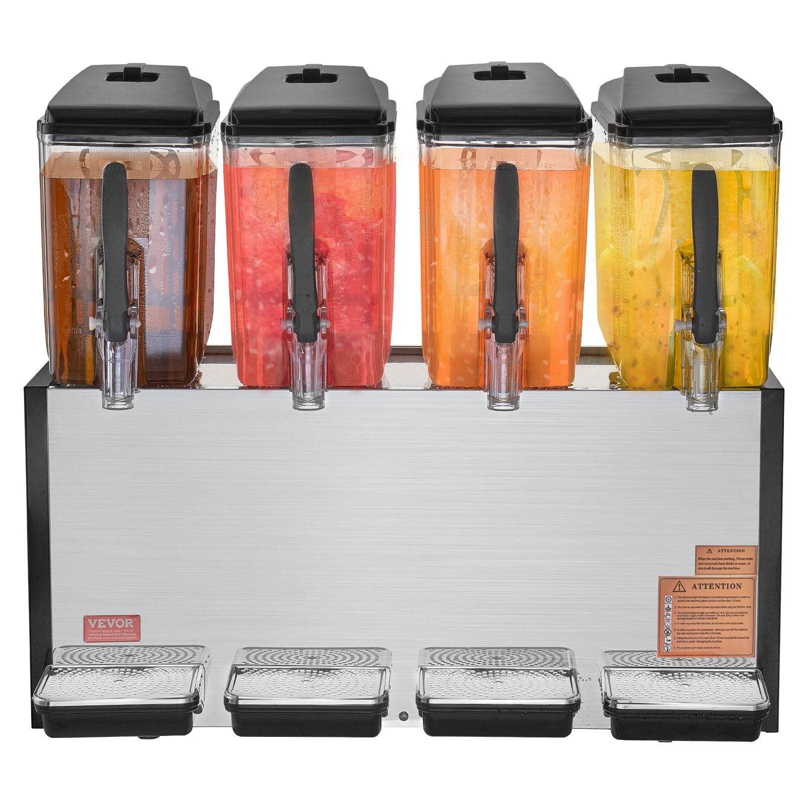 Commercial Beverage Dispenser, 4 Tanks 12 L Per Tank Juice Dispenser, 510W Stainless Steel Ice Tea Drink V952-SYYLJJBSJXS1YI25UV3