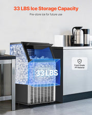 Commercial Ice Maker Machine, 100lbs/24H Ice Maker Machine with 33lbs Storage Capacity, 45 Ice Cubes in 15 V952-SYYTSFBZBJX1KF06PV3