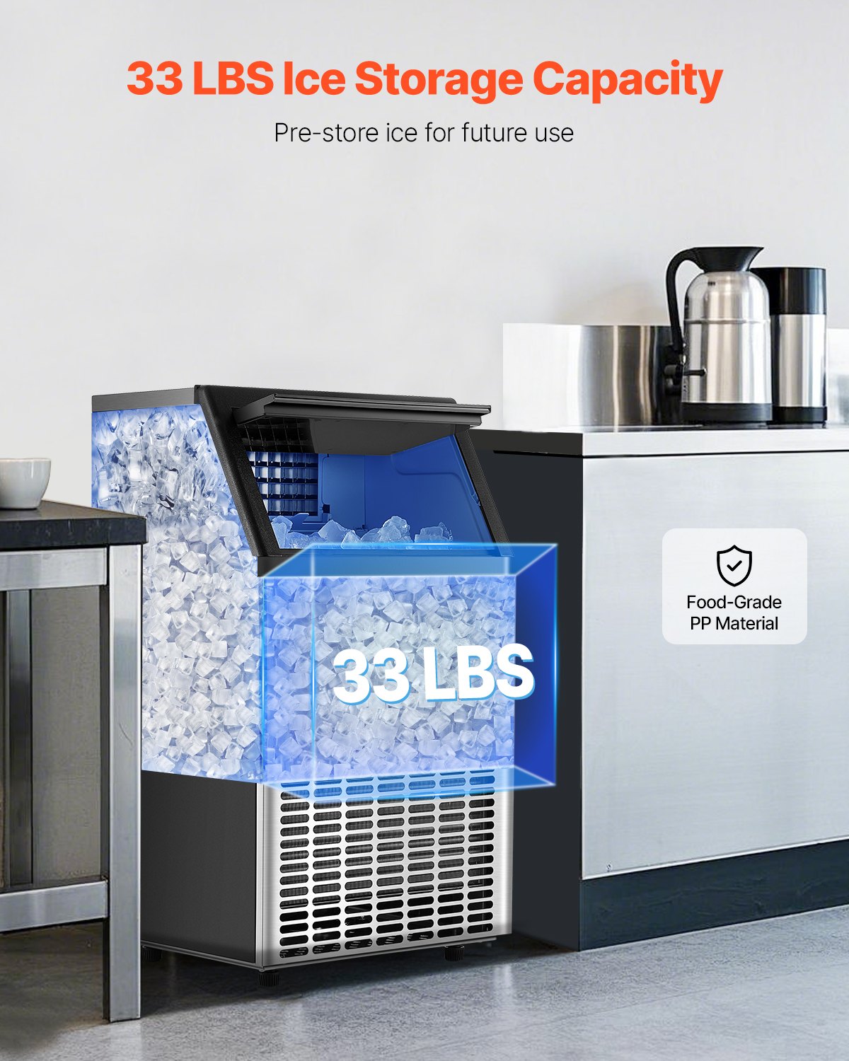 Commercial Ice Maker Machine, 100lbs/24H Ice Maker Machine with 33lbs Storage Capacity, 45 Ice Cubes in 15 V952-SYYTSFBZBJX1KF06PV3