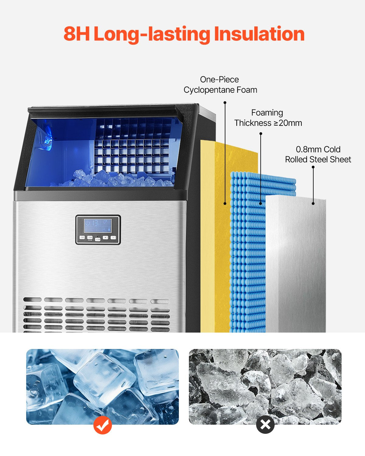 Commercial Ice Maker Machine, 100lbs/24H Ice Maker Machine with 33lbs Storage Capacity, 45 Ice Cubes in 15 V952-SYYTSFBZBJX1KF06PV3