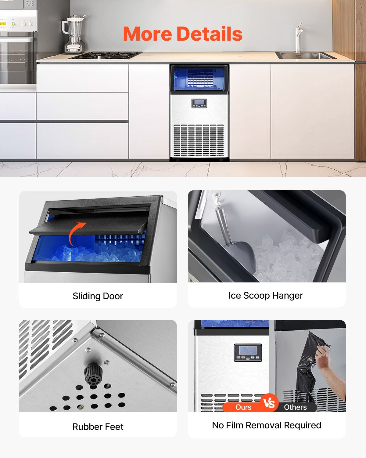 Commercial Ice Maker Machine, 100lbs/24H Ice Maker Machine with 33lbs Storage Capacity, 45 Ice Cubes in 15 V952-SYYTSFBZBJX1KF06PV3