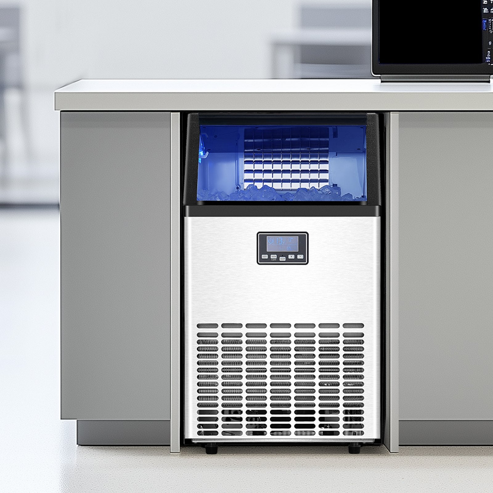 Commercial Ice Maker Machine, 100lbs/24H Ice Maker Machine with 33lbs Storage Capacity, 45 Ice Cubes in 15 V952-SYYTSFBZBJX1KF06PV3