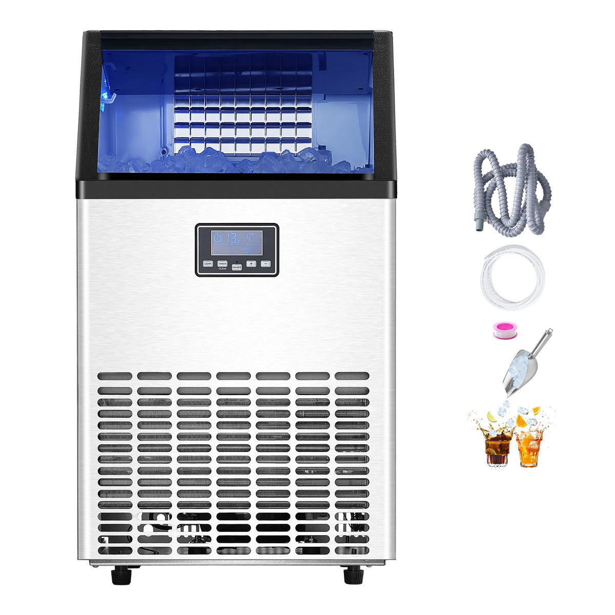 Commercial Ice Maker Machine, 100lbs/24H Ice Maker Machine with 33lbs Storage Capacity, 45 Ice Cubes in 15 V952-SYYTSFBZBJX1KF06PV3