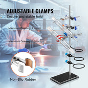 Lab Stand Support, Laboratory Retort Support Stand Set, Steel Lab Stand 23.6" Rod and 8.3" x 5.3" Cast Iron V952-SYZJJP1JT60C60P2LV0