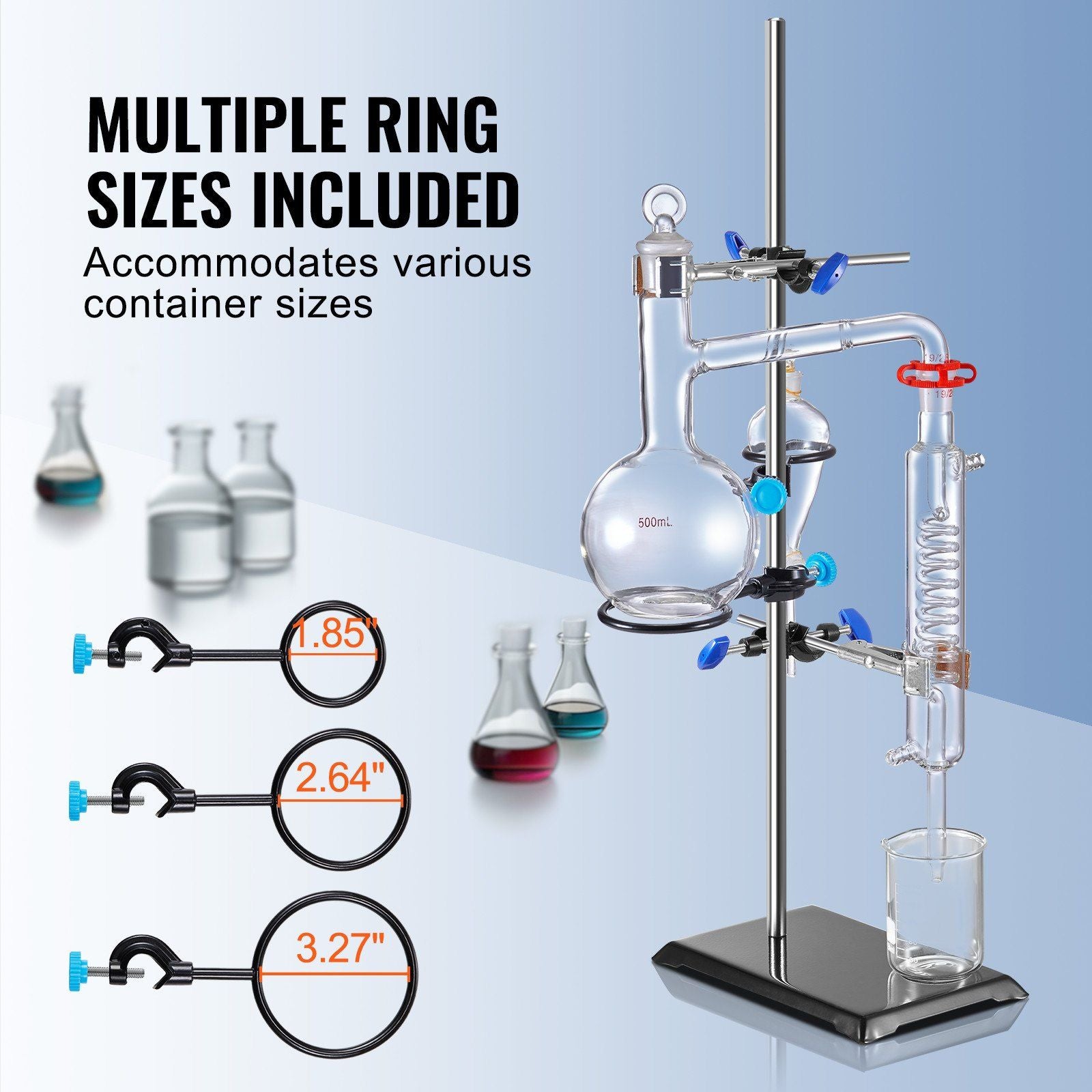 Lab Stand Support, Laboratory Retort Support Stand Set, Steel Lab Stand 23.6" Rod and 8.3" x 5.3" Cast Iron V952-SYZJJP1JT60C60P2LV0