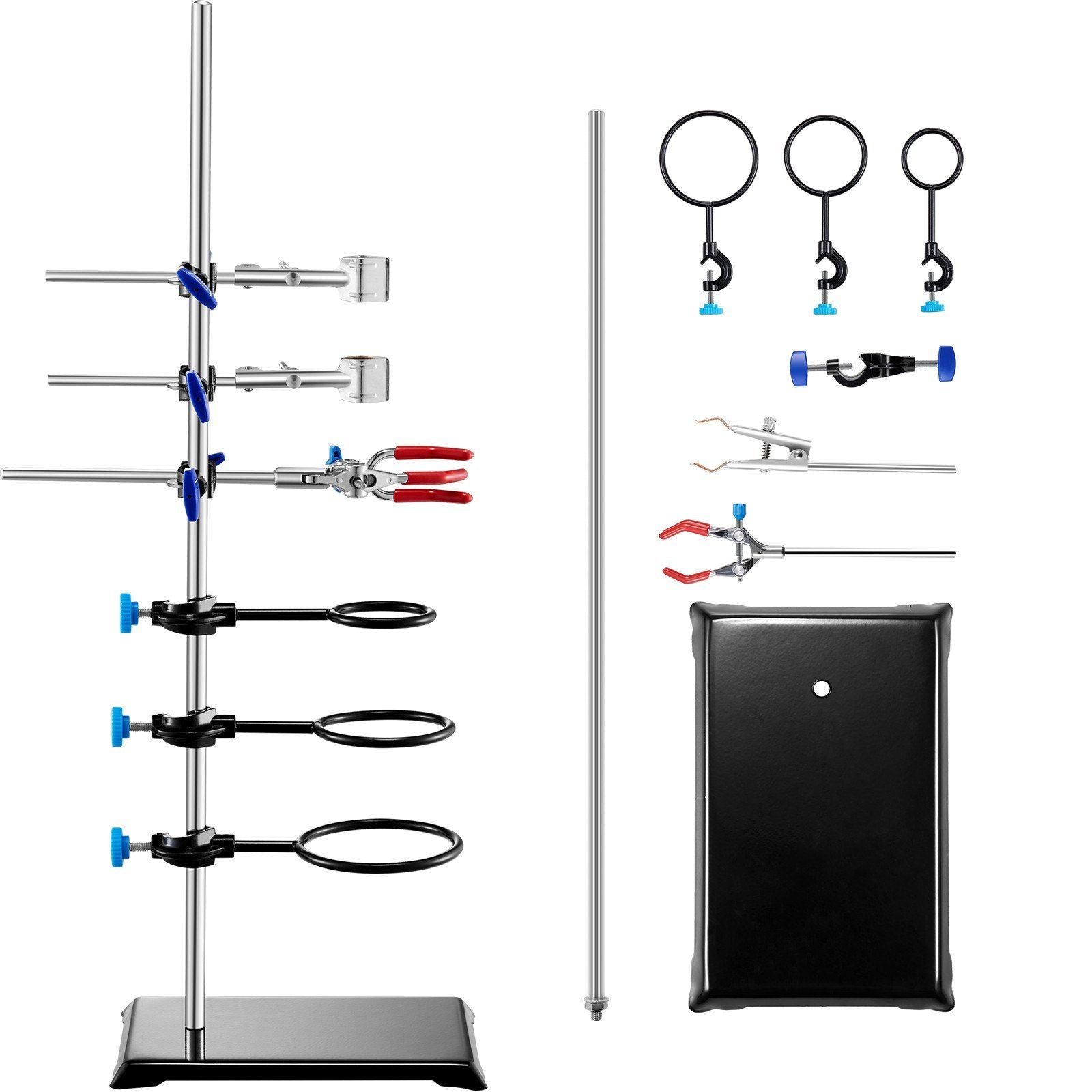 Lab Stand Support, Laboratory Retort Support Stand Set, Steel Lab Stand 23.6" Rod and 8.3" x 5.3" Cast Iron V952-SYZJJP1JT60C60P2LV0