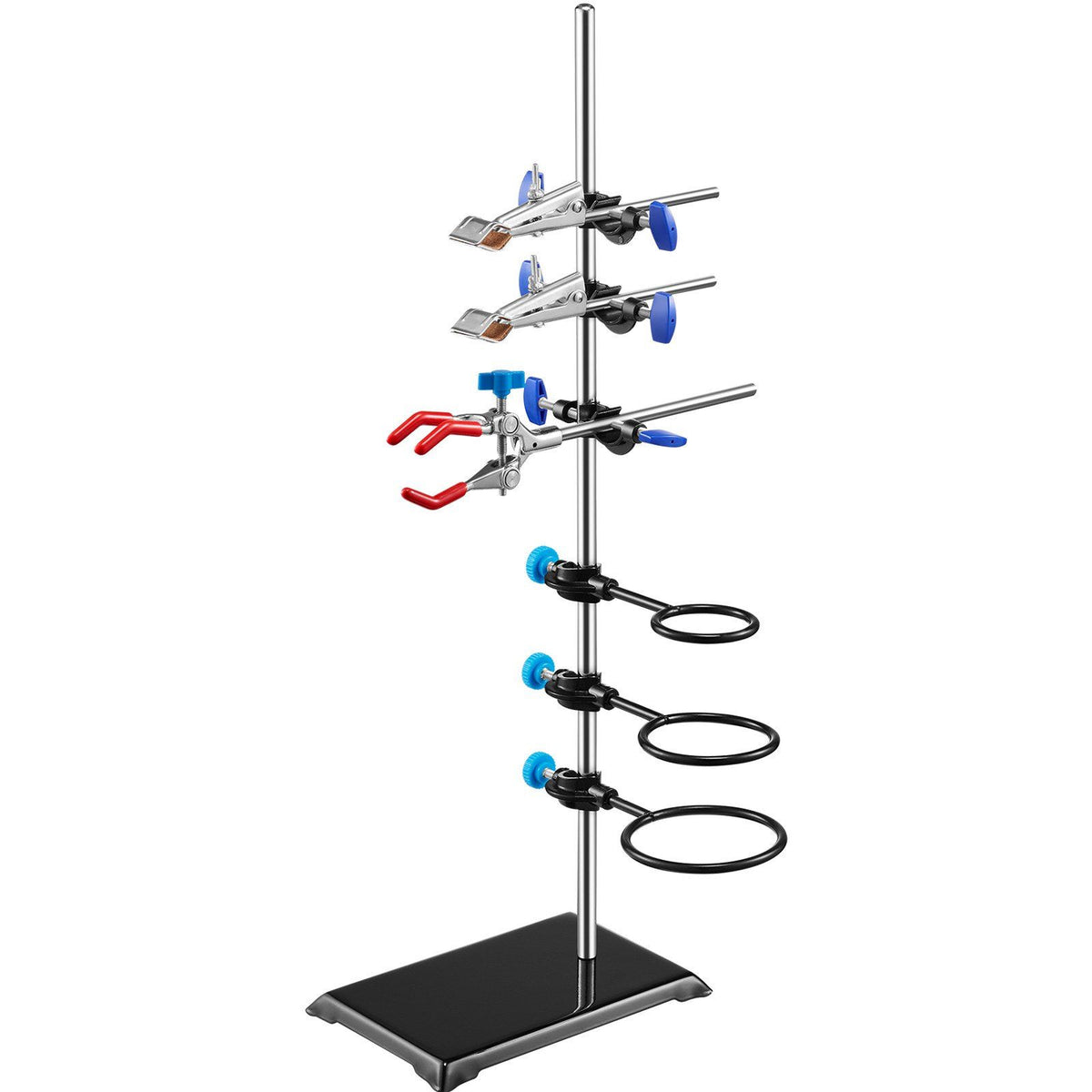 Lab Stand Support, Laboratory Retort Support Stand Set, Steel Lab Stand 23.6" Rod and 8.3" x 5.3" Cast Iron V952-SYZJJP1JT60C60P2LV0
