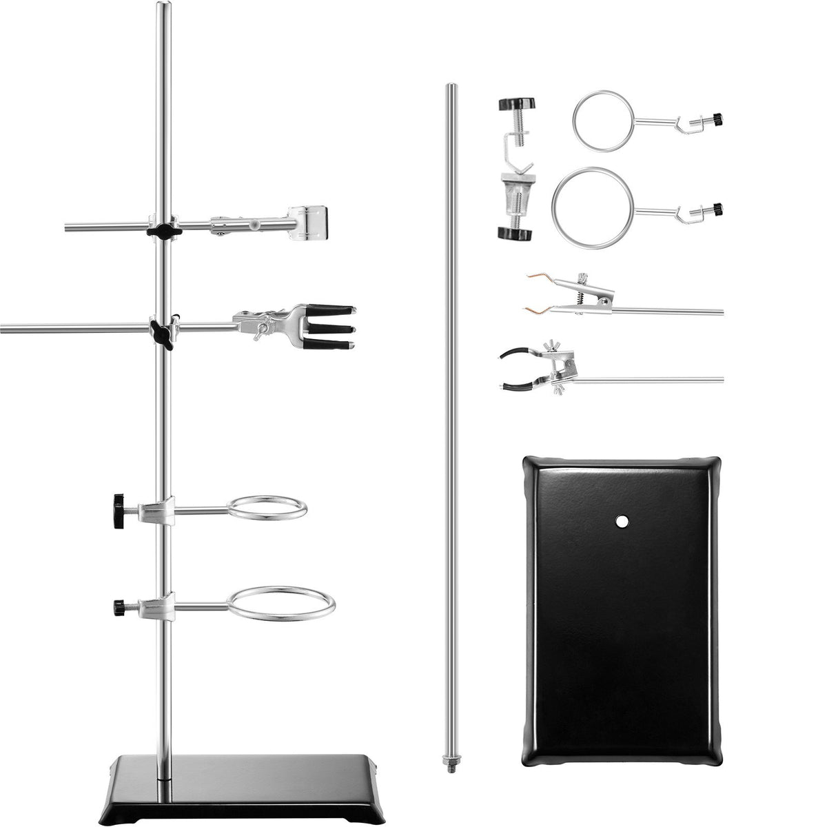 Lab Stand Support, Laboratory Retort Support Stand 2 Sets, Steel Lab Stand 23.6" Rod and 8.3" x 5.3" Cast V952-SYZJJP2JT60C7MCUSV0