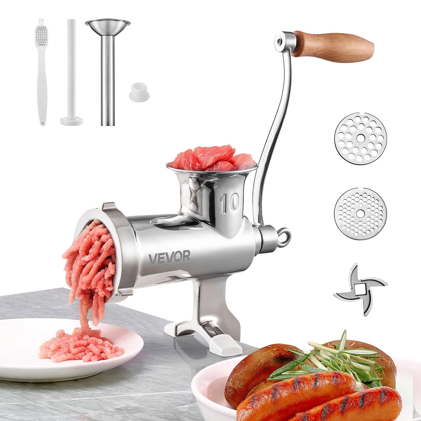 Heavy Duty Meat Grinder Manual Sausage Filler Stainless Steel with Clamp V952-SYZJSJRJB80CMAC3RV0