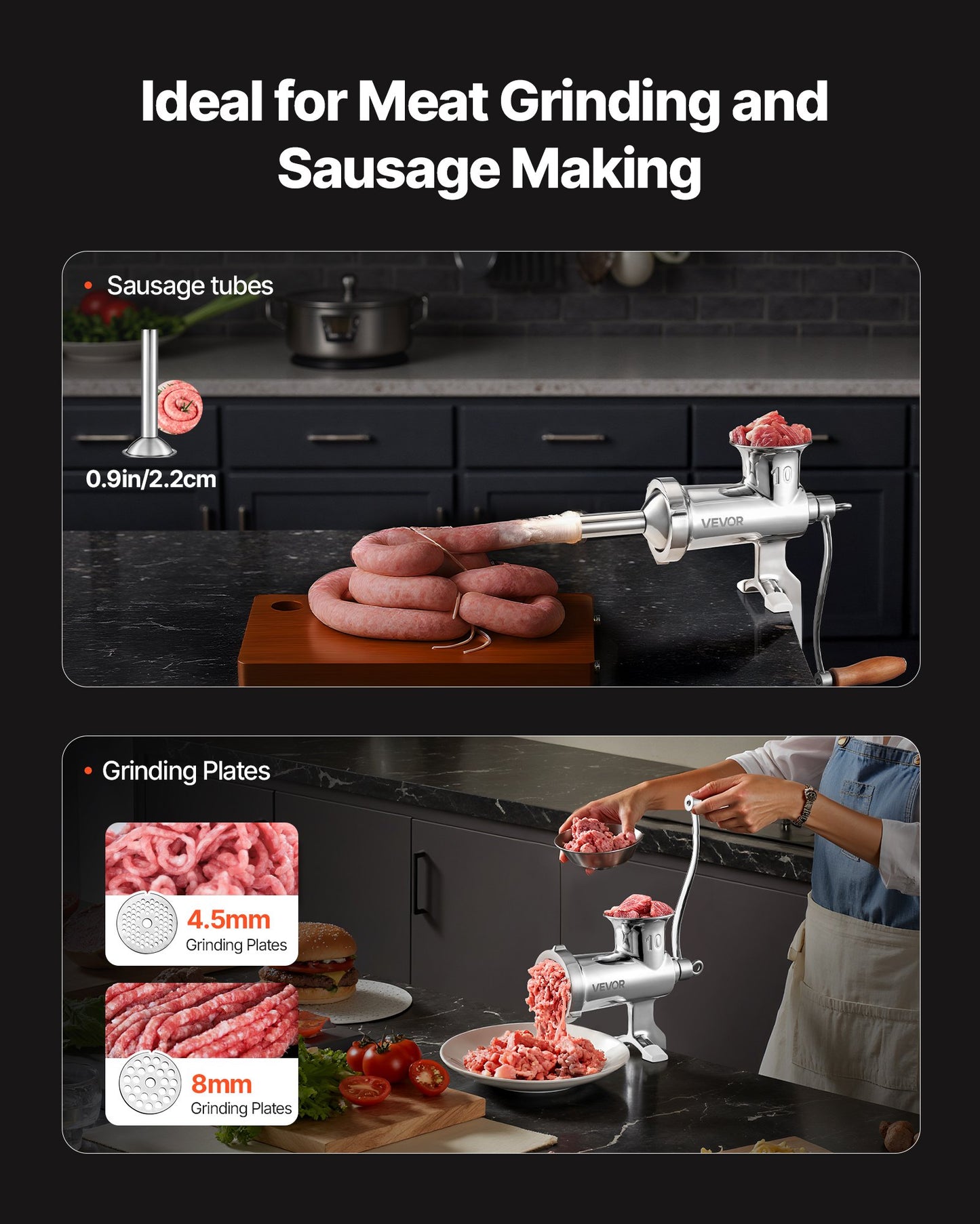 Heavy Duty Meat Grinder Manual Sausage Filler Stainless Steel with Clamp V952-SYZJSJRJB80CMAC3RV0