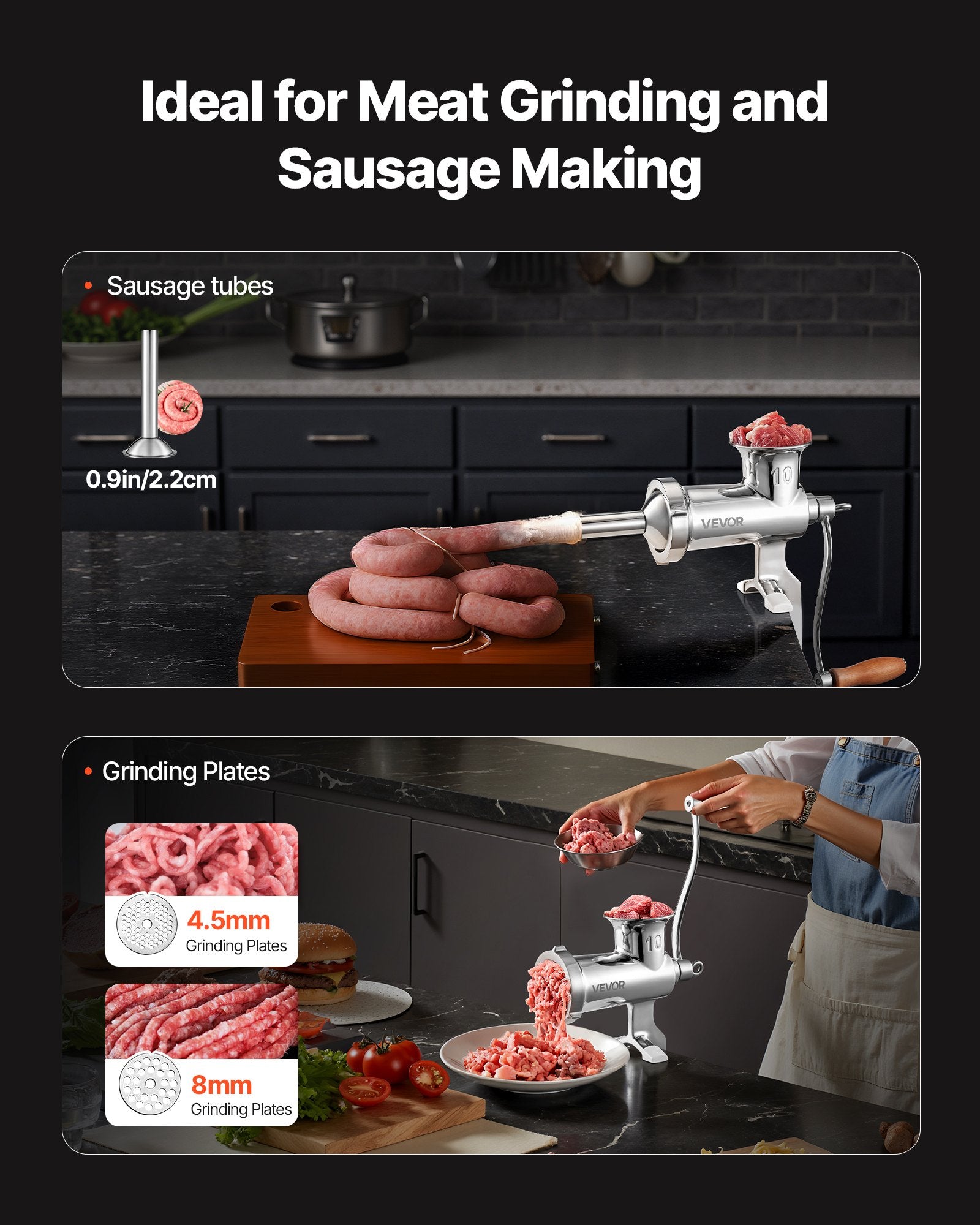 Heavy Duty Meat Grinder Manual Sausage Filler Stainless Steel with Clamp V952-SYZJSJRJB80CMAC3RV0