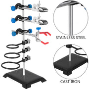 Laboratory Grade Metalware Set - Support Stand Premium Iron Material Laboratory Stand Support Lab Clamp Flask V952-SYZLSB6JTSYSZJ001V0