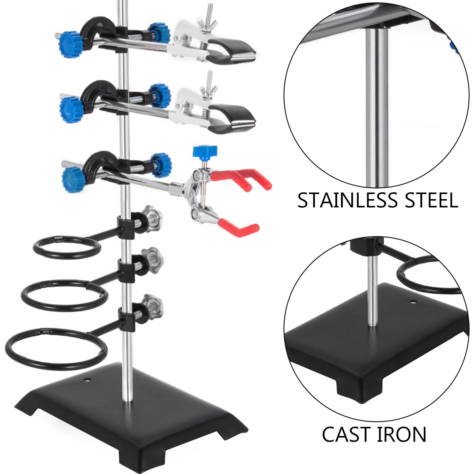 Laboratory Grade Metalware Set - Support Stand Premium Iron Material Laboratory Stand Support Lab Clamp Flask V952-SYZLSB6JTSYSZJ001V0