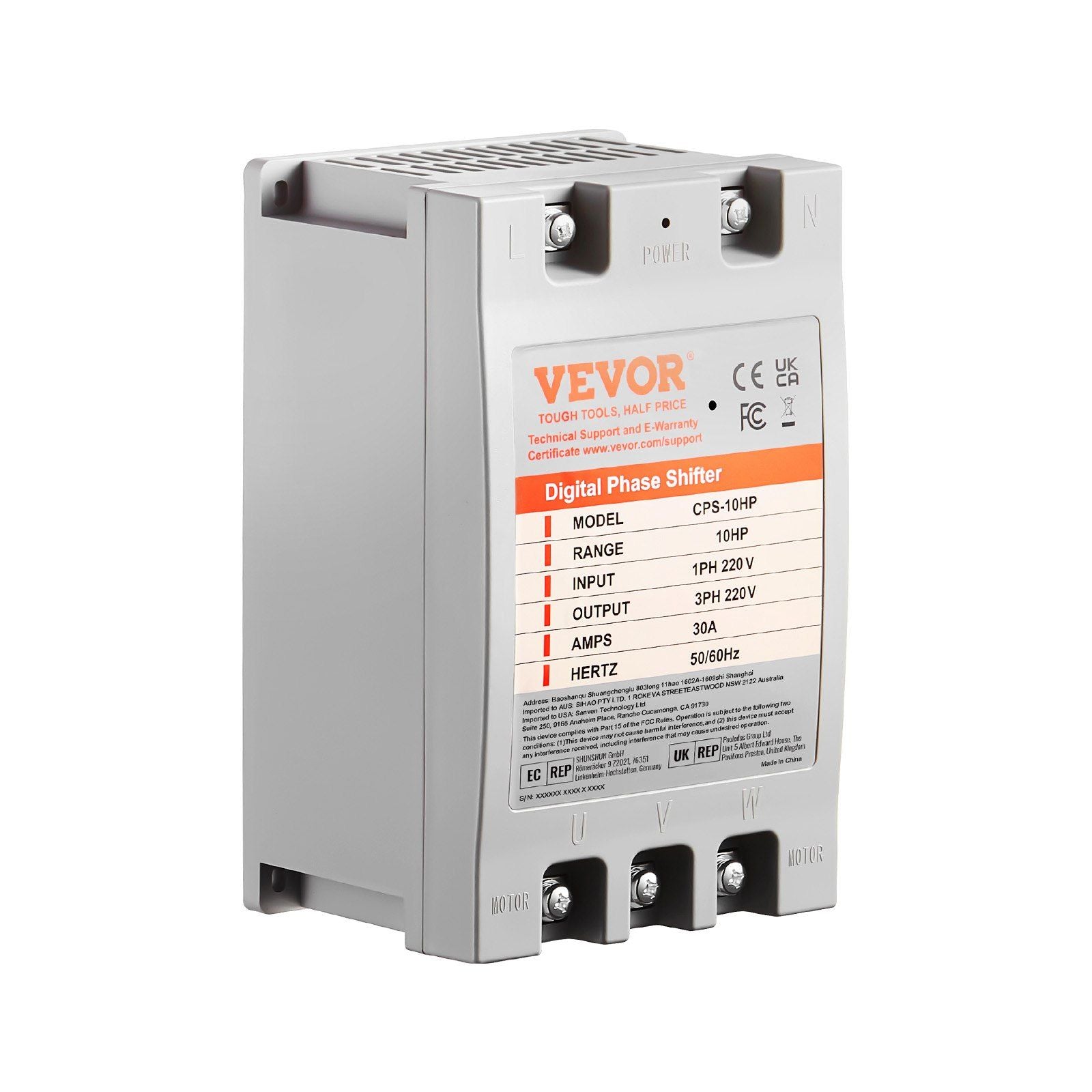 3 Phase Converter - 10HP 30A 220V Single Phase to 3 Phase Converter, Digital Phase Shifter for Residential V952-SZBXQ10HP000GCR3SV7