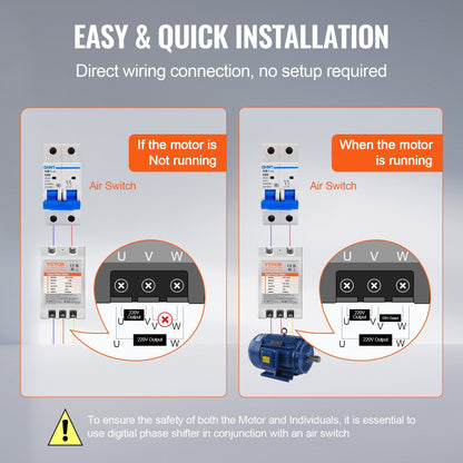 3 Phase Converter - 10HP 30A 220V Single Phase to 3 Phase Converter, Digital Phase Shifter for Residential V952-SZBXQ10HP000GCR3SV7