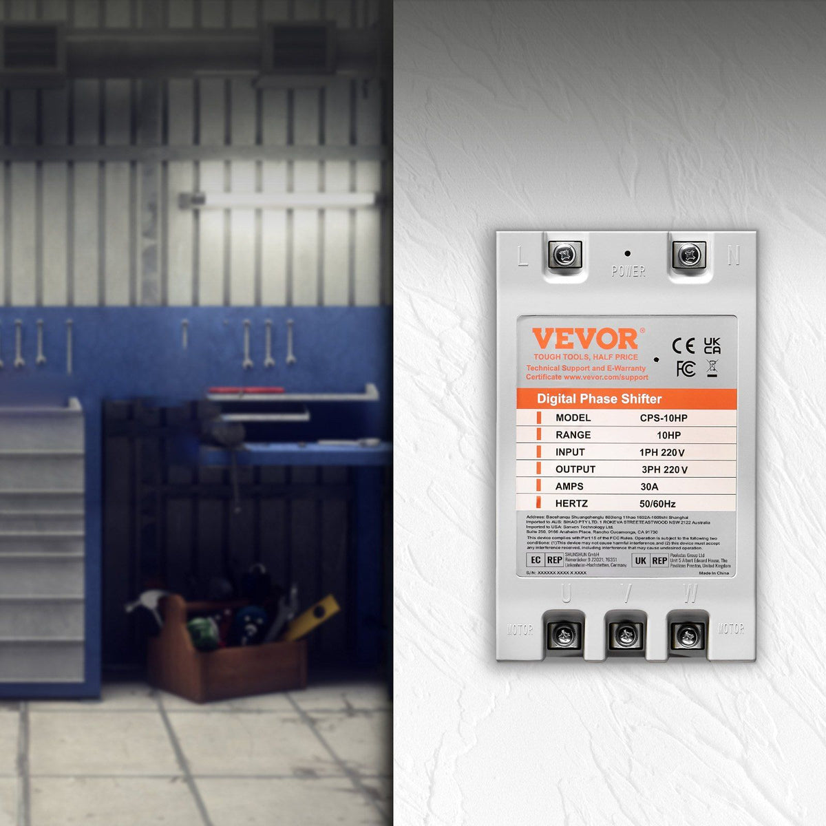 3 Phase Converter - 10HP 30A 220V Single Phase to 3 Phase Converter, Digital Phase Shifter for Residential V952-SZBXQ10HP000GCR3SV7