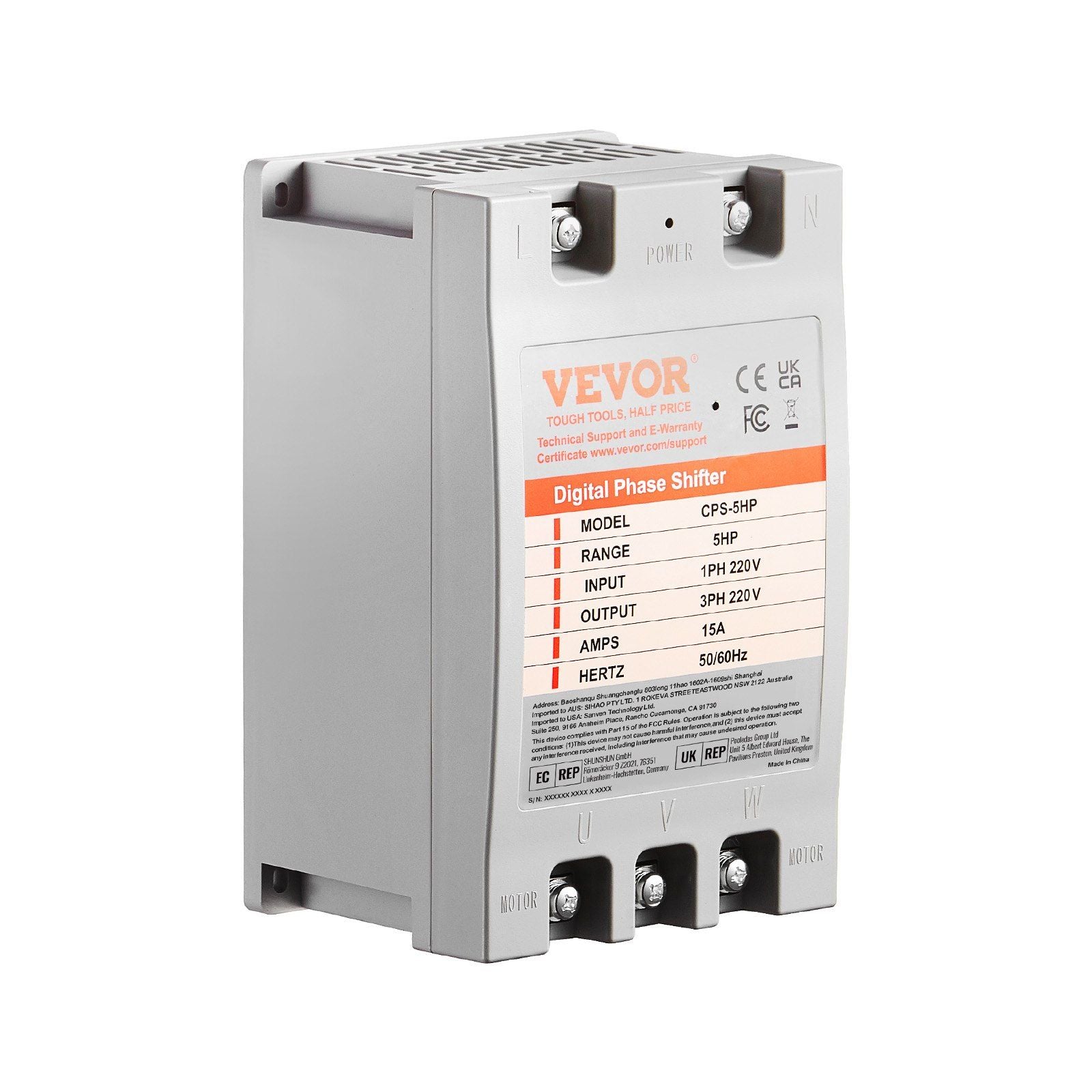 3 Phase Converter - 5HP 15A 220V Single Phase to 3 Phase Converter, Digital Phase Shifter for Residential and V952-SZBXQ5HP00002WWRPV7