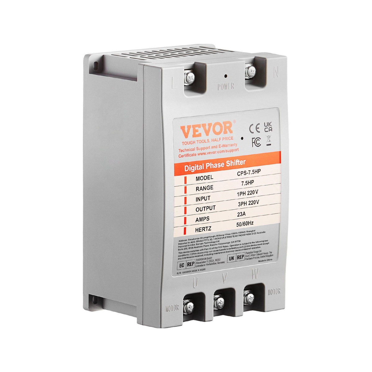 3 Phase Converter- 7.5HP 23A 220V Single Phase to 3 Phase Converter, Digital Phase Shifter for Residential & V952-SZBXQ75HP000OF0UOV7
