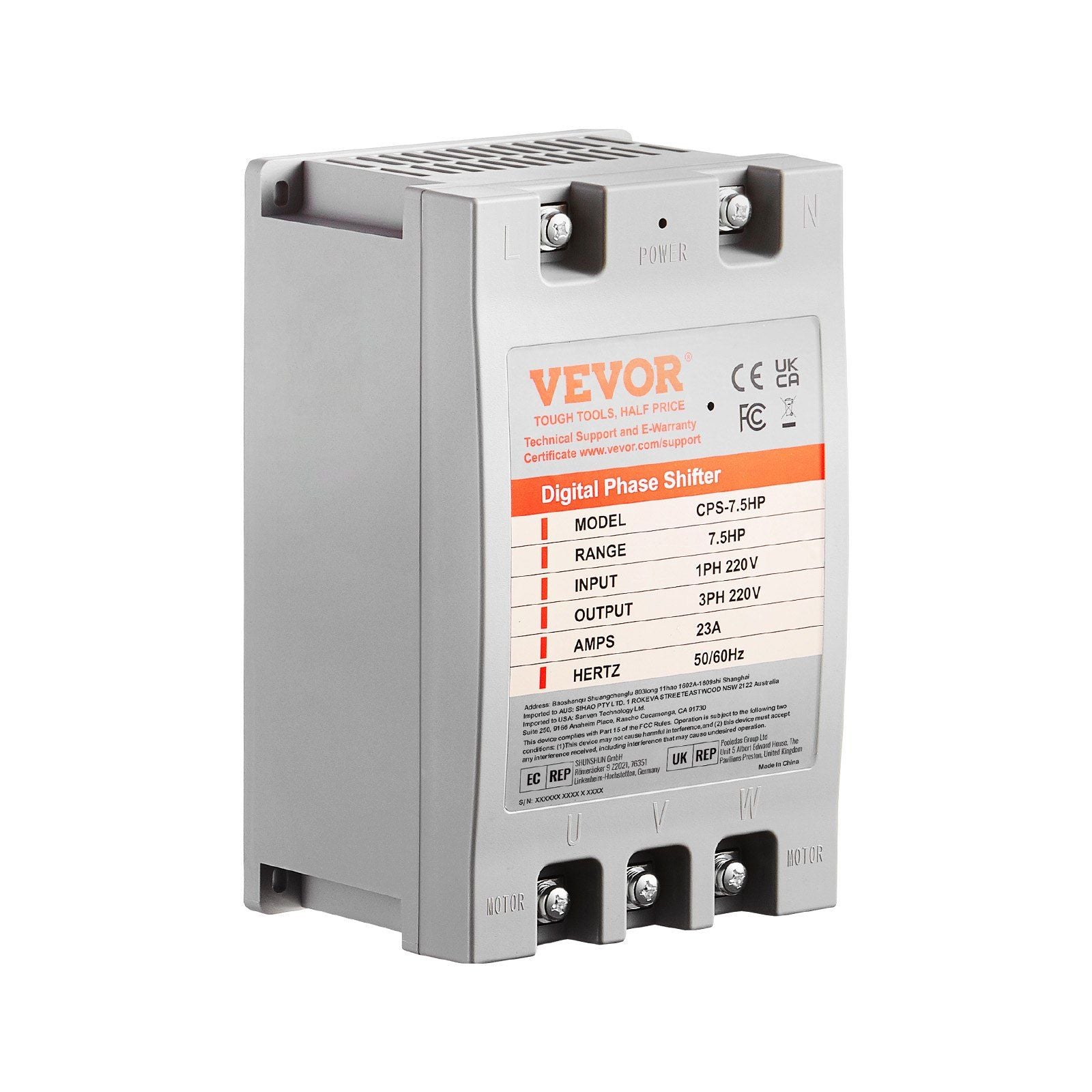 3 Phase Converter- 7.5HP 23A 220V Single Phase to 3 Phase Converter, Digital Phase Shifter for Residential & V952-SZBXQ75HP000OF0UOV7